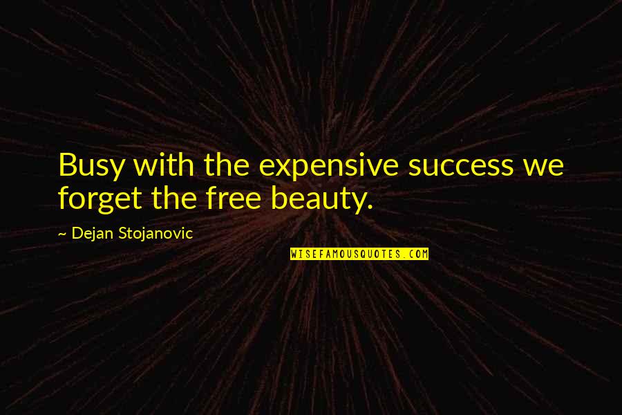 Sgt Doakes Quotes By Dejan Stojanovic: Busy with the expensive success we forget the