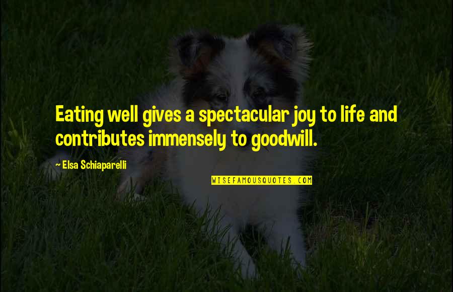 Sgt Jerry Wooters Quotes By Elsa Schiaparelli: Eating well gives a spectacular joy to life