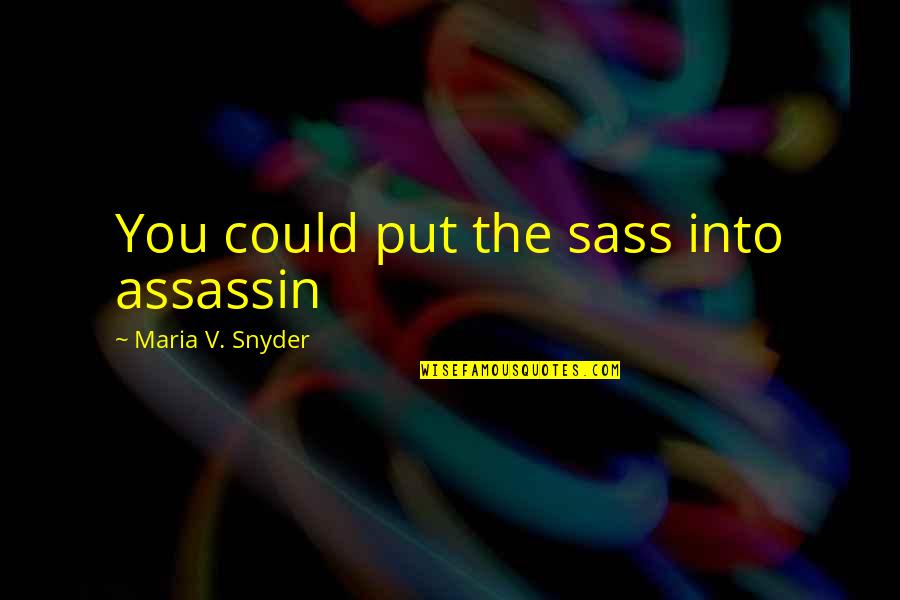 Shabeer Naa Quotes By Maria V. Snyder: You could put the sass into assassin Shabeer Naa Quotes By Maria V. Snyder: You could put the sass into assassin