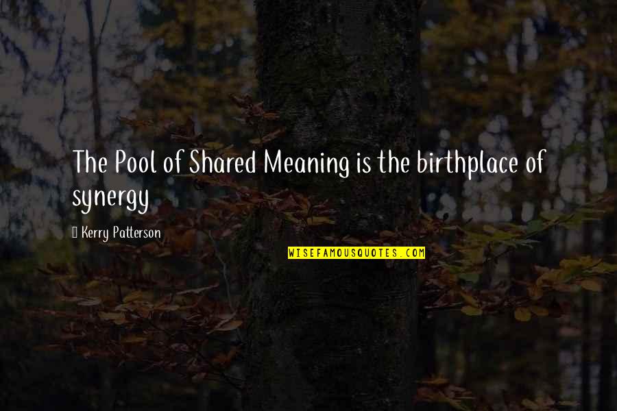 Shabtai Hirshberg Quotes By Kerry Patterson: The Pool of Shared Meaning is the birthplace Shabtai Hirshberg Quotes By Kerry Patterson: The Pool of Shared Meaning is the birthplace