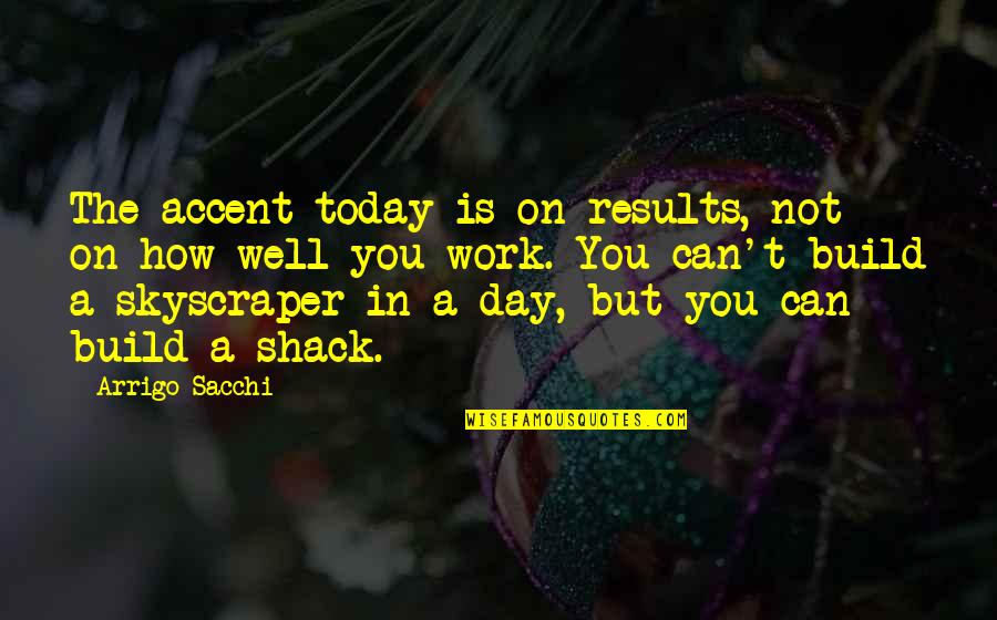 Shack Quotes By Arrigo Sacchi: The accent today is on results, not on Shack Quotes By Arrigo Sacchi: The accent today is on results, not on