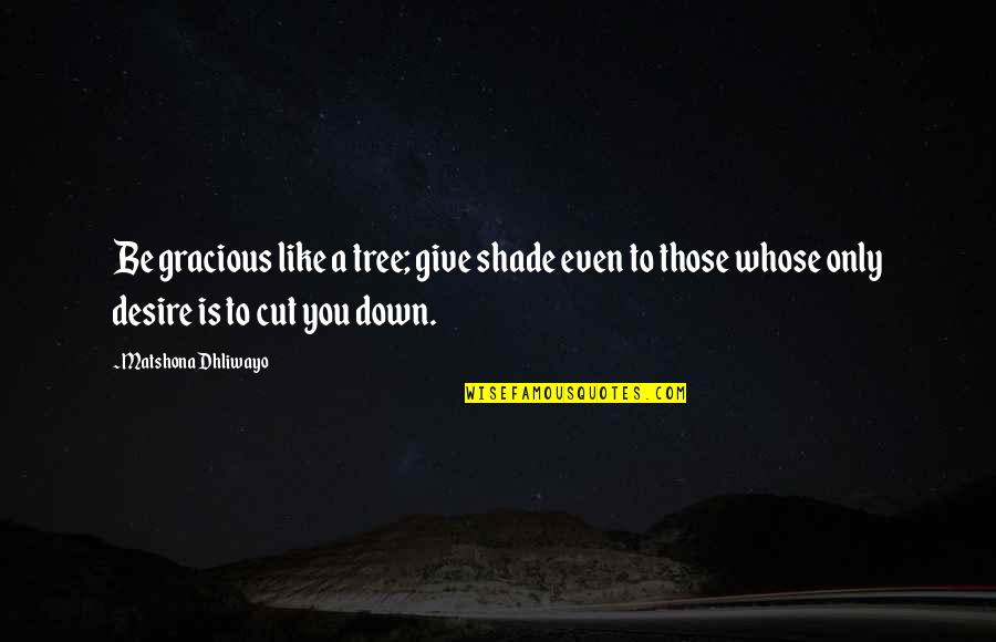 Shade Tree Quotes By Matshona Dhliwayo: Be gracious like a tree; give shade even