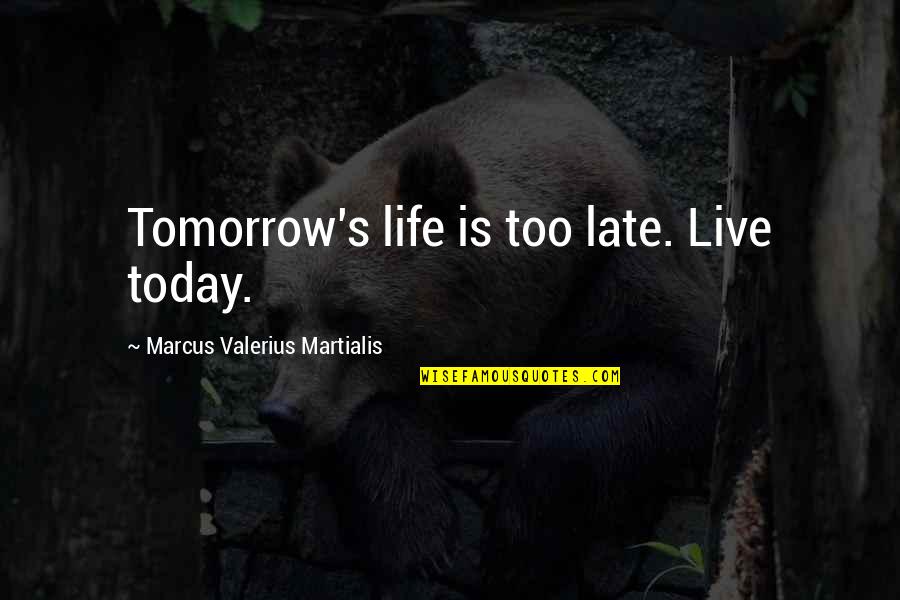 Shadiyah Quotes By Marcus Valerius Martialis: Tomorrow's life is too late. Live today. Shadiyah Quotes By Marcus Valerius Martialis: Tomorrow's life is too late. Live today.