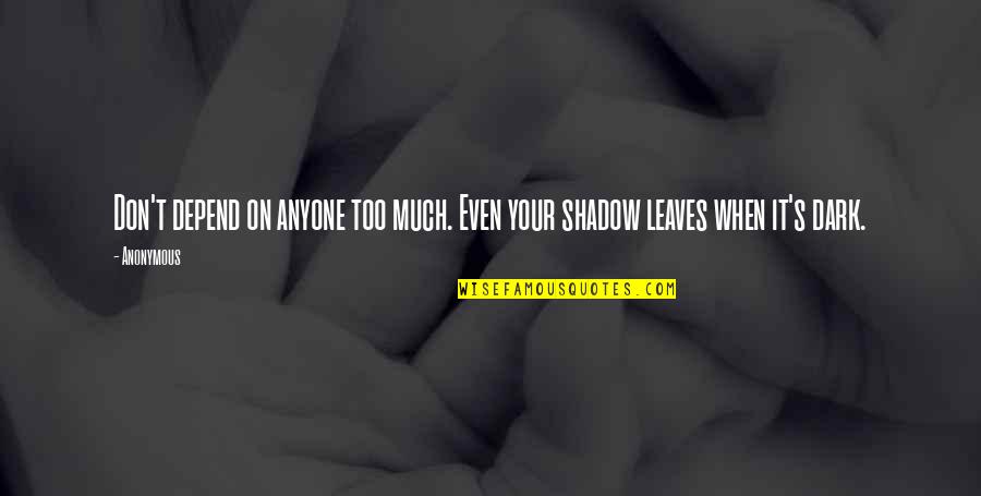 Shadow Leaves Quotes By Anonymous: Don't depend on anyone too much. Even your