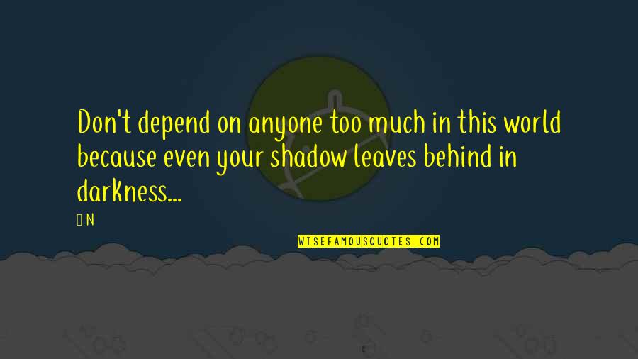Shadow Leaves Quotes By N: Don't depend on anyone too much in this
