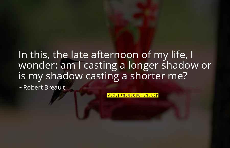 Shadow Of Life Quotes By Robert Breault: In this, the late afternoon of my life,