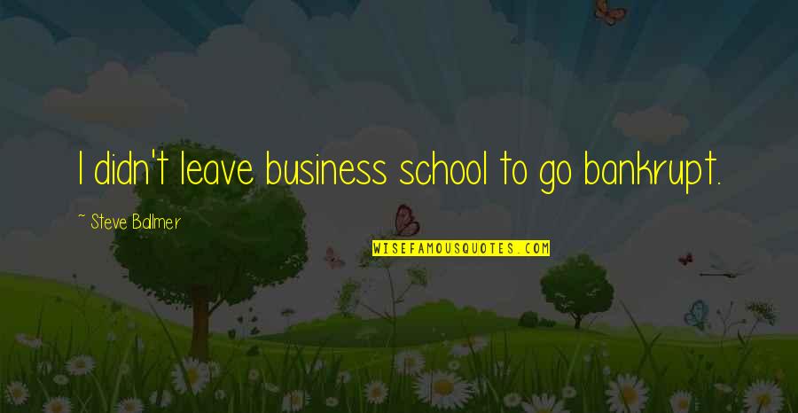Shadow Recruit Quotes By Steve Ballmer: I didn't leave business school to go bankrupt. Shadow Recruit Quotes By Steve Ballmer: I didn't leave business school to go bankrupt.