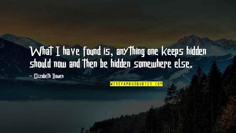 Shadow Series Quotes By Elizabeth Bowen: What I have found is, anything one keeps