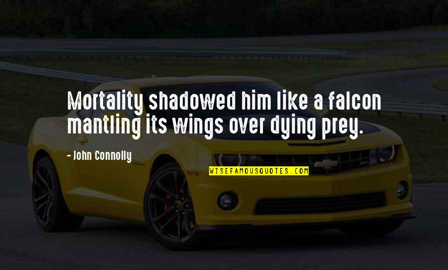 Shadowed Quotes By John Connolly: Mortality shadowed him like a falcon mantling its