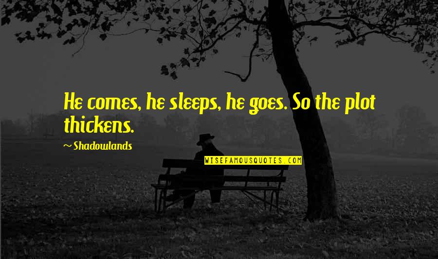 Shadowlands Quotes By Shadowlands: He comes, he sleeps, he goes. So the