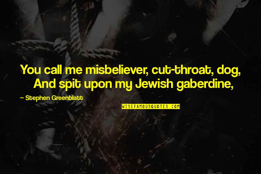 Shafii Dauda Quotes By Stephen Greenblatt: You call me misbeliever, cut-throat, dog, And spit Shafii Dauda Quotes By Stephen Greenblatt: You call me misbeliever, cut-throat, dog, And spit