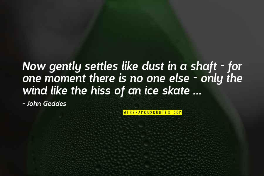 Shaft Quotes By John Geddes: Now gently settles like dust in a shaft