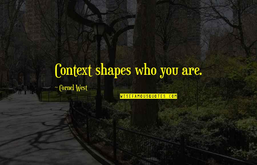 Shahab Tiam Quotes By Cornel West: Context shapes who you are.