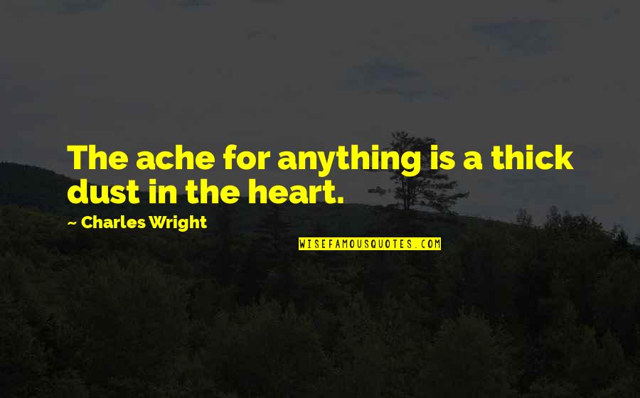 Shahid Ali Attorney Quotes By Charles Wright: The ache for anything is a thick dust