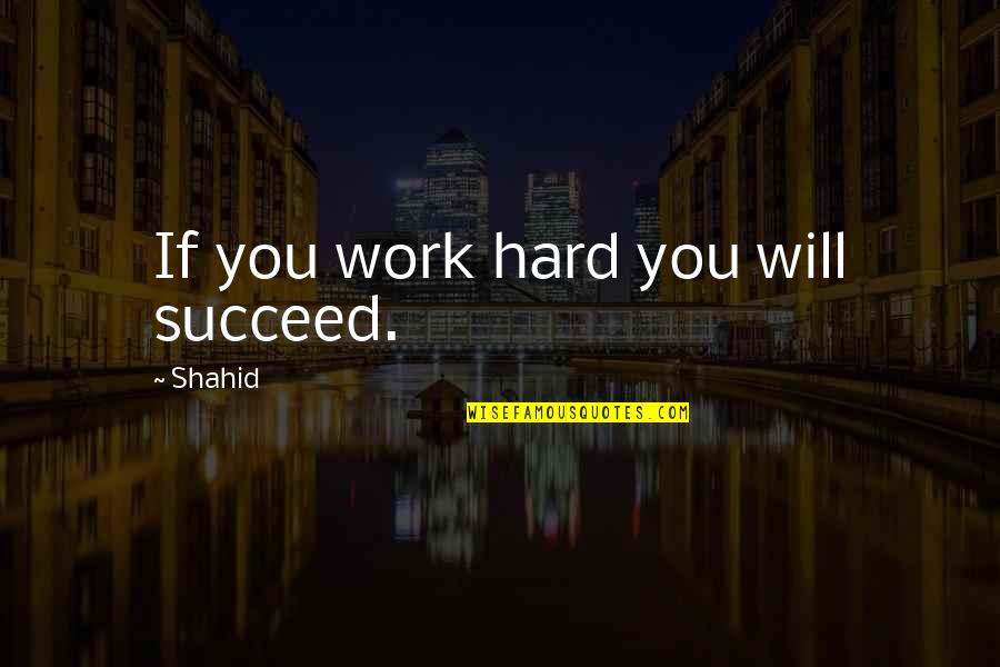 Shahid Quotes By Shahid: If you work hard you will succeed.