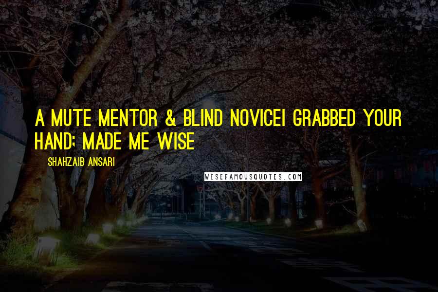 Shahzaib Ansari quotes: A mute mentor & blind noviceI grabbed your hand; made me wise
