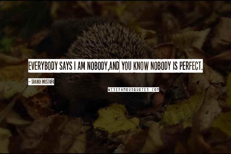 Shaikh Mustafa quotes: Everybody says I am NOBODY,and you know NOBODY is Perfect.