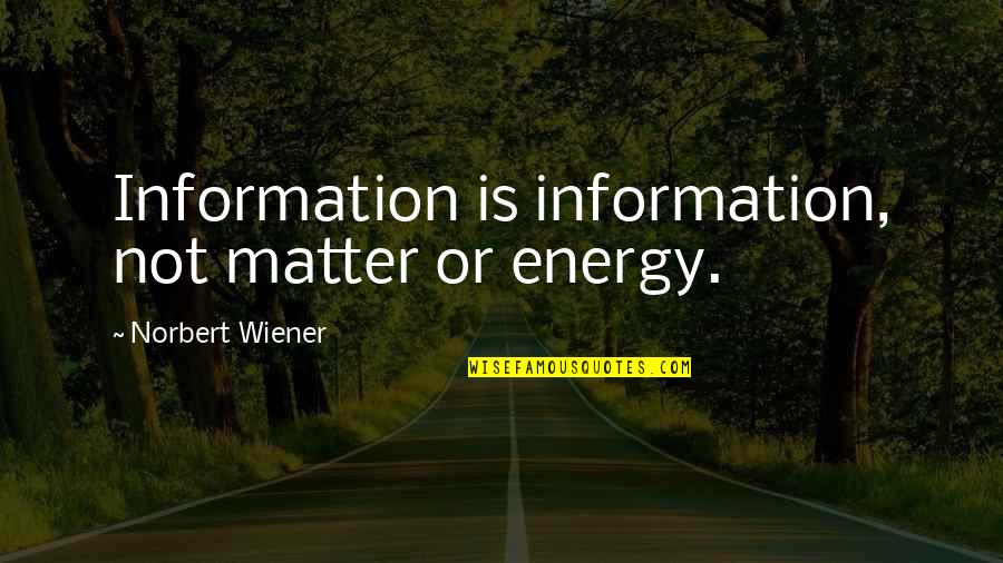 Shakespeare Insect Quotes By Norbert Wiener: Information is information, not matter or energy. Shakespeare Insect Quotes By Norbert Wiener: Information is information, not matter or energy.