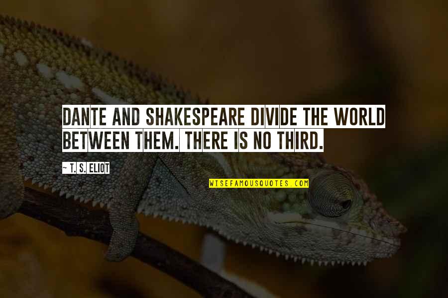 Shakespeare No Quotes By T. S. Eliot: Dante and Shakespeare divide the world between them.