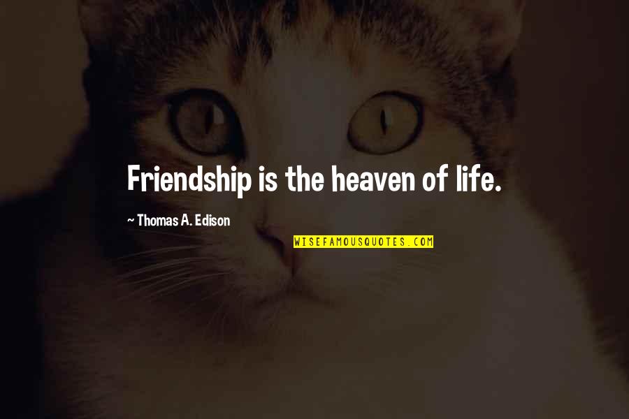 Shakespeare Rage Quotes By Thomas A. Edison: Friendship is the heaven of life.