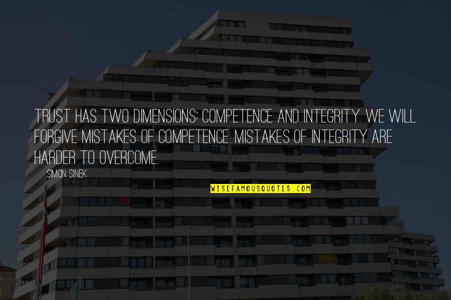 Shakespeare Rivalry Quotes By Simon Sinek: Trust has two dimensions: competence and integrity. We Shakespeare Rivalry Quotes By Simon Sinek: Trust has two dimensions: competence and integrity. We