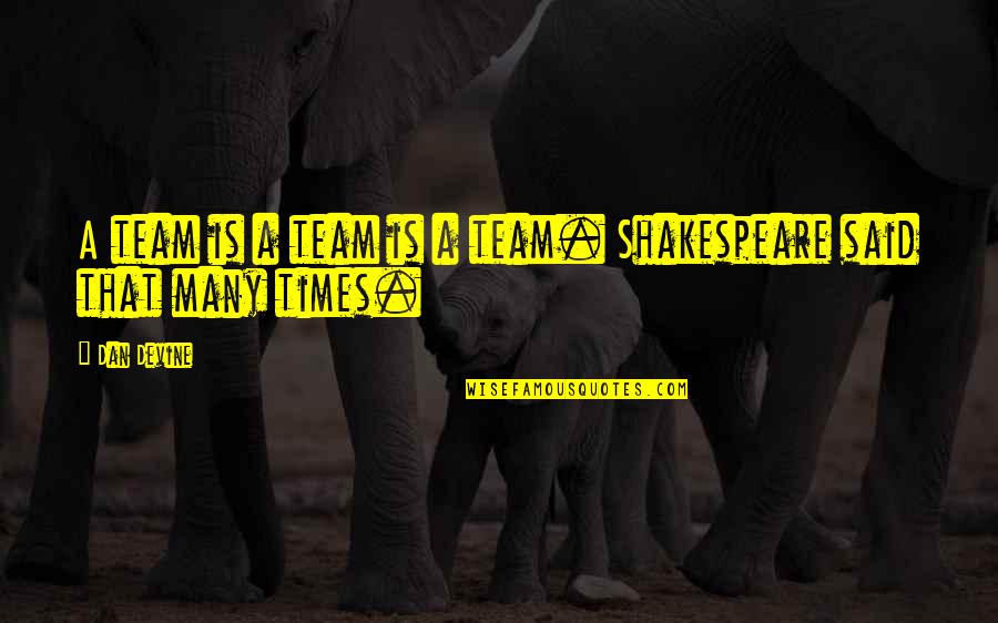 Shakespeare Said Quotes By Dan Devine: A team is a team is a team.