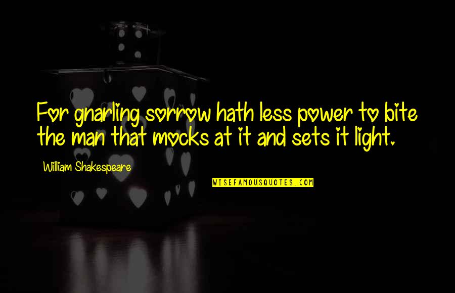 Shakespeare Sorrow Quotes By William Shakespeare: For gnarling sorrow hath less power to bite