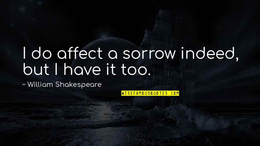 Shakespeare Sorrow Quotes By William Shakespeare: I do affect a sorrow indeed, but I