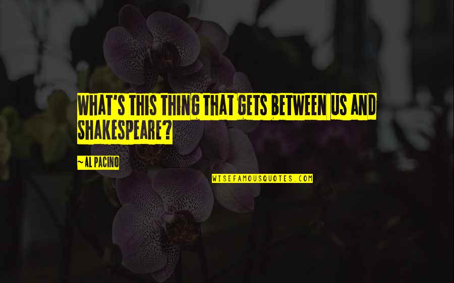 Shakespeare Theatre Quotes By Al Pacino: What's this thing that gets between us and