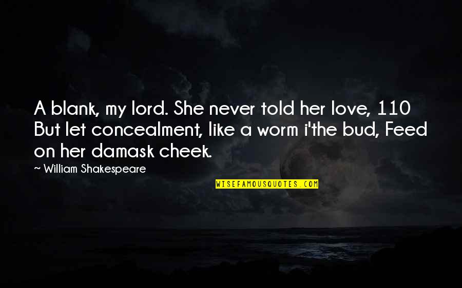 Shakespeare Worm Quotes By William Shakespeare: A blank, my lord. She never told her