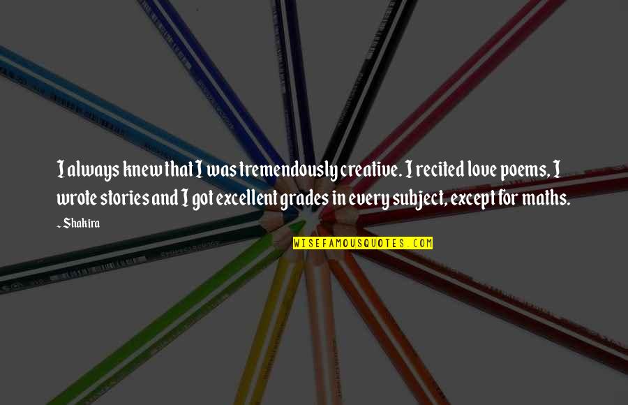 Shakira's Quotes By Shakira: I always knew that I was tremendously creative. Shakira's Quotes By Shakira: I always knew that I was tremendously creative.