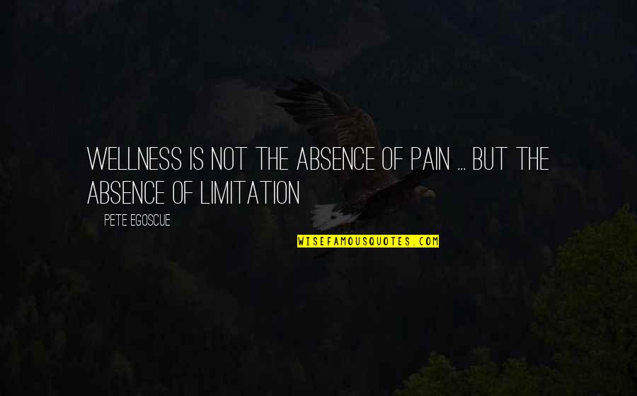 Shakos For Sale Quotes By Pete Egoscue: Wellness is not the absence of pain ...