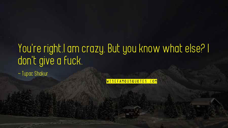Shakur Quotes By Tupac Shakur: You're right.I am crazy. But you know what