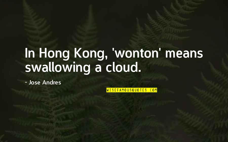 Shalala Lyrics Quotes By Jose Andres: In Hong Kong, 'wonton' means swallowing a cloud.