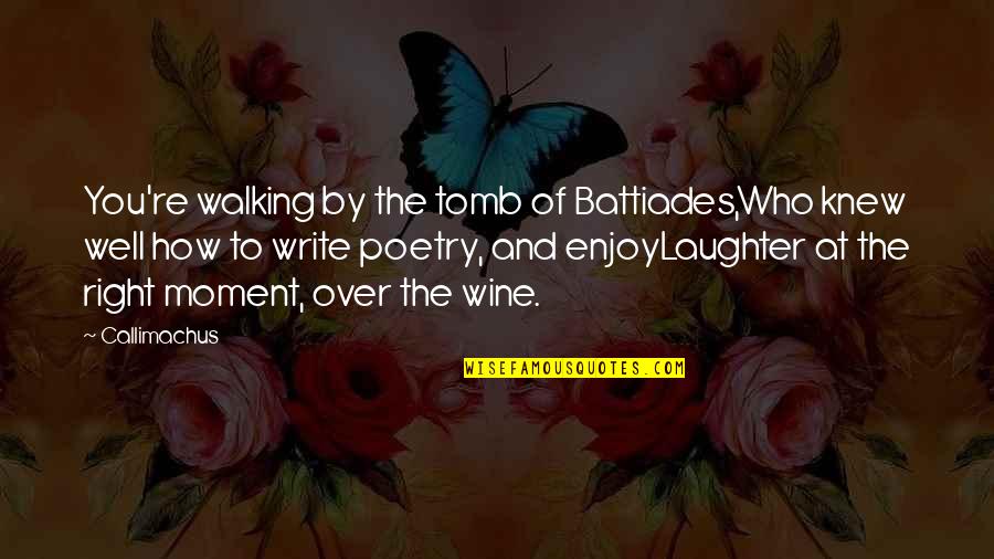 Shaley Scott Quotes By Callimachus: You're walking by the tomb of Battiades,Who knew Shaley Scott Quotes By Callimachus: You're walking by the tomb of Battiades,Who knew