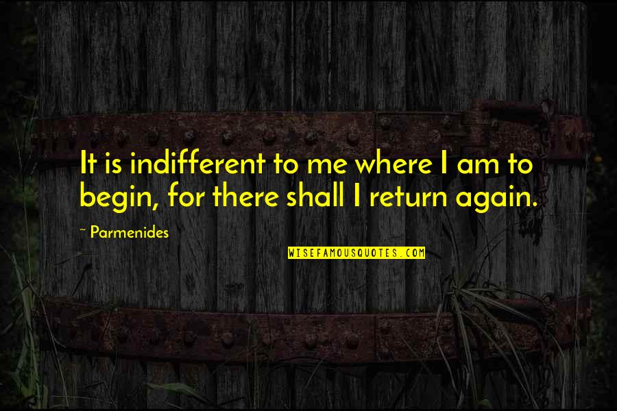 Shall Return Quotes By Parmenides: It is indifferent to me where I am