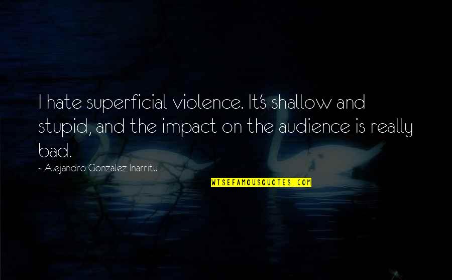 Shallow Superficial Quotes By Alejandro Gonzalez Inarritu: I hate superficial violence. It's shallow and stupid,