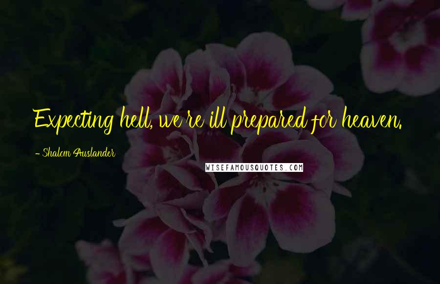 Shalom Auslander quotes: Expecting hell, we're ill prepared for heaven.