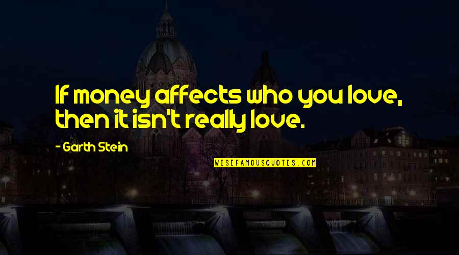 Sham E Lucknow Quotes By Garth Stein: If money affects who you love, then it