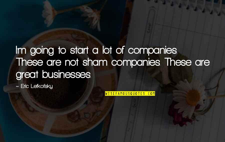 Sham Quotes By Eric Lefkofsky: I'm going to start a lot of companies. Sham Quotes By Eric Lefkofsky: I'm going to start a lot of companies.