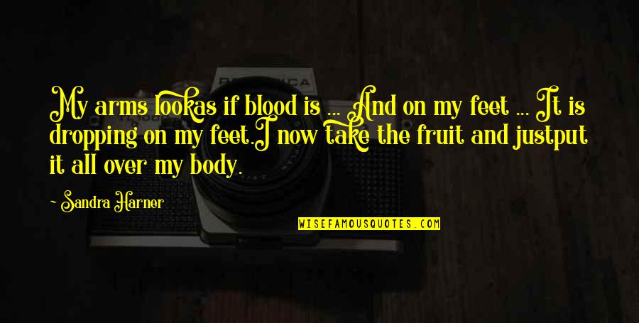 Shamanism Quotes By Sandra Harner: My arms lookas if blood is ... And