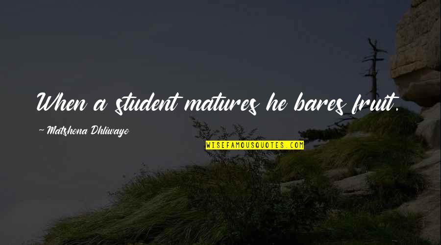 Shamara Williams Quotes By Matshona Dhliwayo: When a student matures he bares fruit. Shamara Williams Quotes By Matshona Dhliwayo: When a student matures he bares fruit.