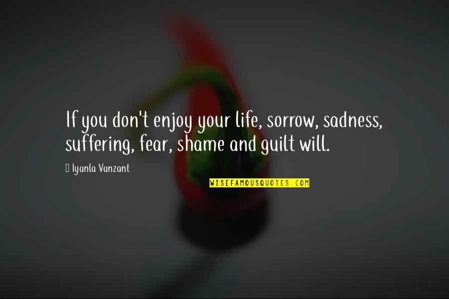 Shame Guilt Quotes By Iyanla Vanzant: If you don't enjoy your life, sorrow, sadness, Shame Guilt Quotes By Iyanla Vanzant: If you don't enjoy your life, sorrow, sadness,