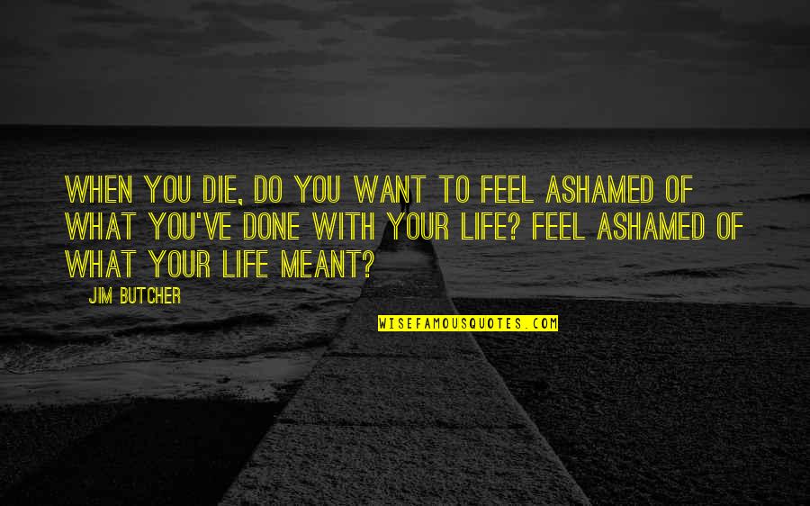 Shame Of You Quotes By Jim Butcher: When you die, do you want to feel Shame Of You Quotes By Jim Butcher: When you die, do you want to feel