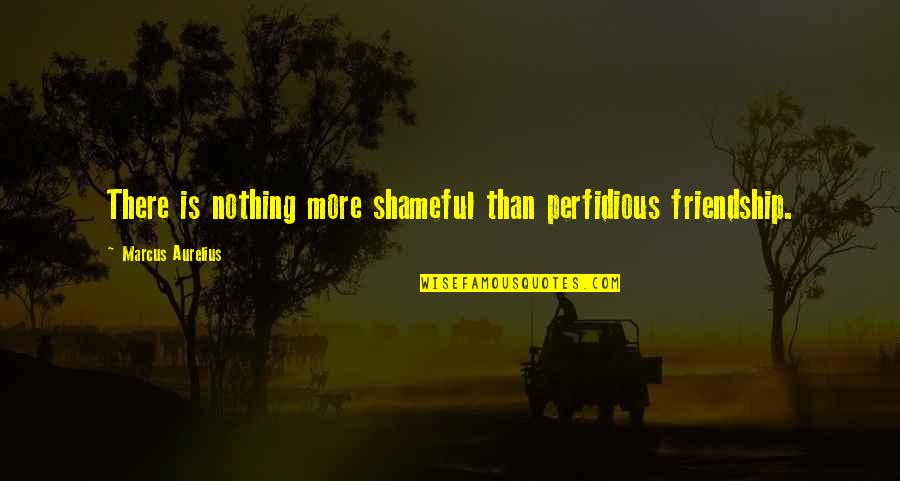 Shameful Quotes By Marcus Aurelius: There is nothing more shameful than perfidious friendship.