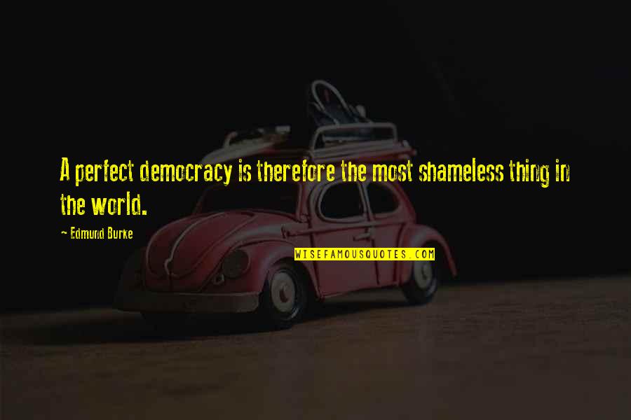 Shameless Us Quotes By Edmund Burke: A perfect democracy is therefore the most shameless