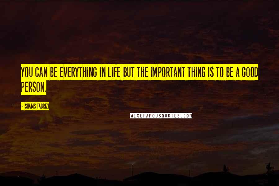 Shams Tabrizi quotes: You can be everything in life but the important thing is to be a good person.