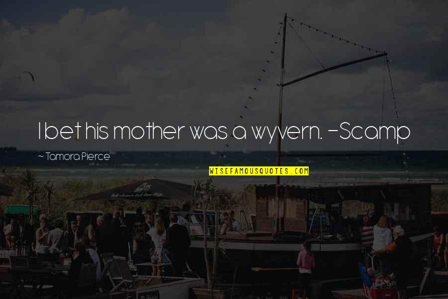Shanabarger Quotes By Tamora Pierce: I bet his mother was a wyvern. -Scamp