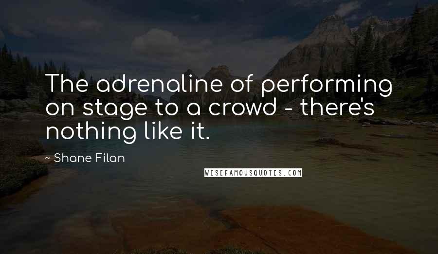 Shane Filan quotes: The adrenaline of performing on stage to a crowd - there's nothing like it.