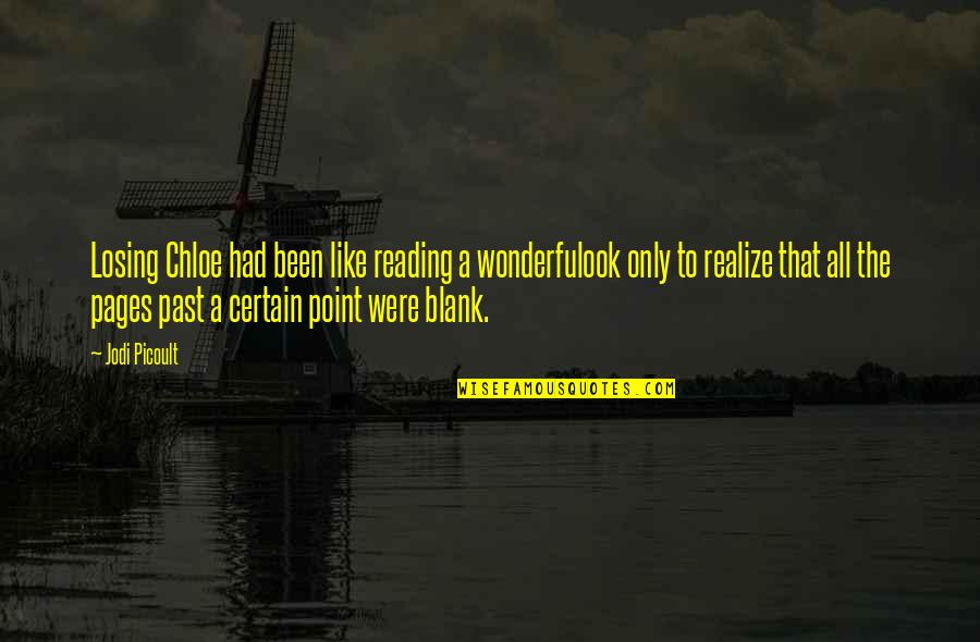 Shane Schofield Quotes By Jodi Picoult: Losing Chloe had been like reading a wonderfulook